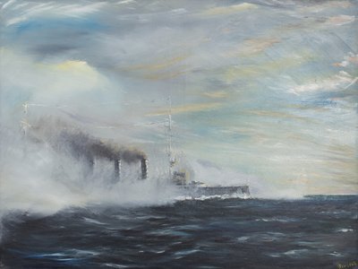 SMS Emden &39;The Swan of the East&39; 1914、2011、（Oil on Canvas） 作： Vincent Alexander Booth
